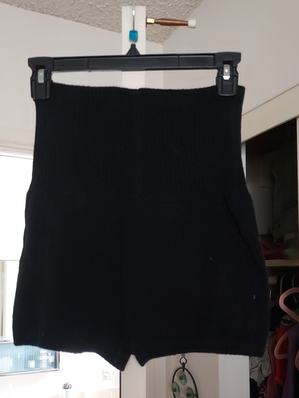 Danskin Black Knit High-Waist Dance Coverup Shorts